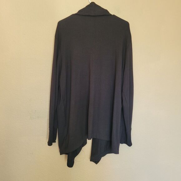 ATHLETA Pranayama Restore Wrap Size Large Black Open Front Cardigan Athleisure - Picture 9 of 9